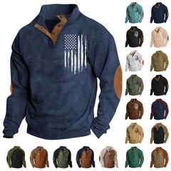 2024 Mens Quarter Button Pullover American Flag Fall Sweatshirt Fleece Trendy Winter Tops Outdoor Basic Sweater