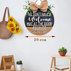 Welcome Sign for Front Door, Farmhouse Porch Décor Wooden Hanging Round Sign 12" You Should Leave’Sign Home Decor
