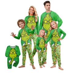 𝑮𝒓𝒊𝒏𝒄𝒉𝒔 Two Piece Christmas Print Cute Family Set Pajamas Home Clothes Pjs Long Sleeve Tops Pants Sets