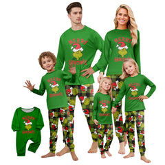 𝑮𝒓𝒊𝒏𝒄𝒉𝒔 Two Piece Christmas Print Cute Family Set Pajamas Home Clothes Pjs Long Sleeve Tops Pants Sets