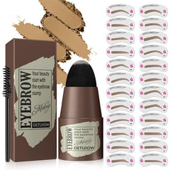 Eyebrow Stamp Stencil Kit - 1 Step Brow Stamp Kit Smudge-Proof and Long-Lasting Waterproof with 24 Reusable Thin & Thick Eyebrow Stencils, Eyebrow Brush for Perfect Brow
